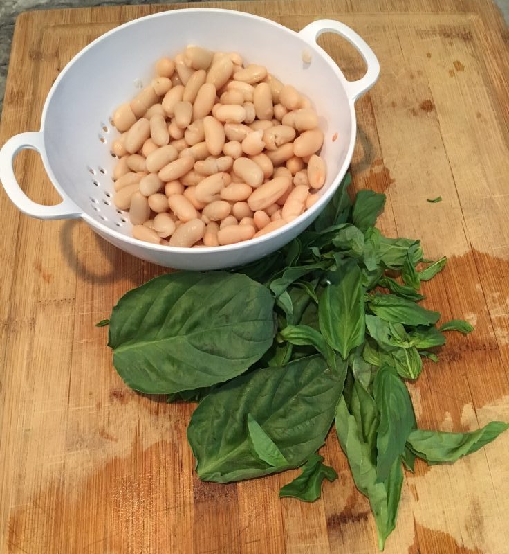 Basil and white kidney beans - cannellini beans