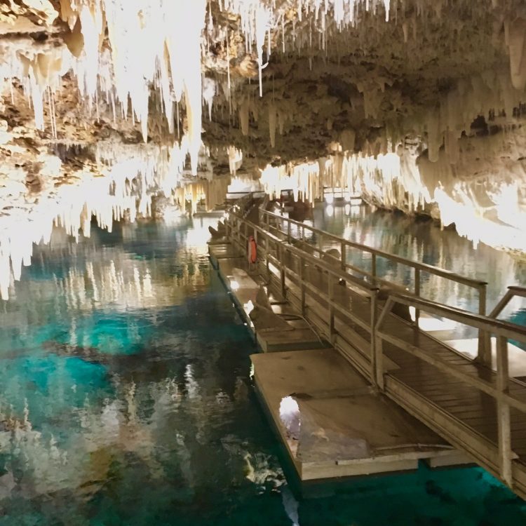 Stalactites and Stalagmites in Bermuda Cave