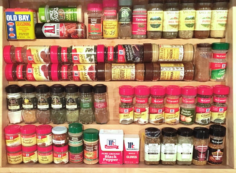 organized spice drawer