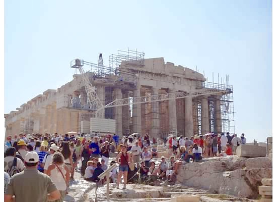 scaffolding on the Parthenon in Athens Greece - an excerpt from Musing Mediterranean