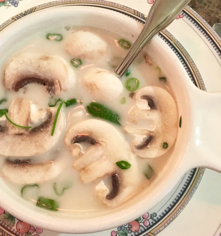 coconut soup with mushrooms and chicken from Mango II Cuisine