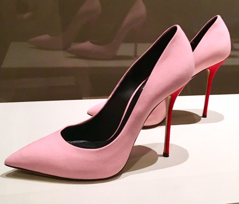 Pink Louboutin pumps at Peabody Essex Museum