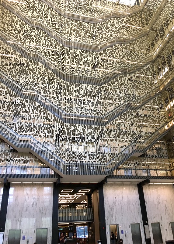 looking up at the NYU library
