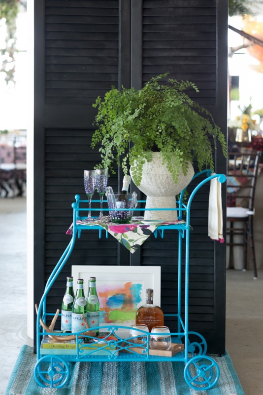 Summer inspired bar cart decor