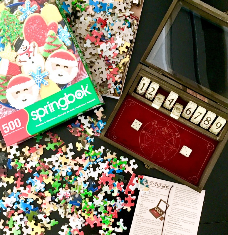 Christmas cookie puzzle and Shut The Box