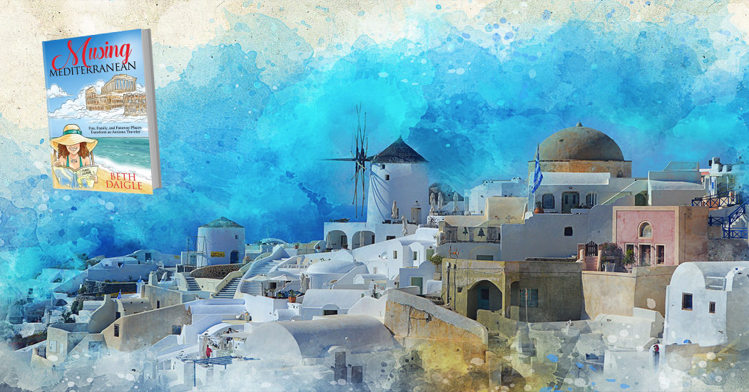 watercolor Santorini greece featuring Musing Mediterranean