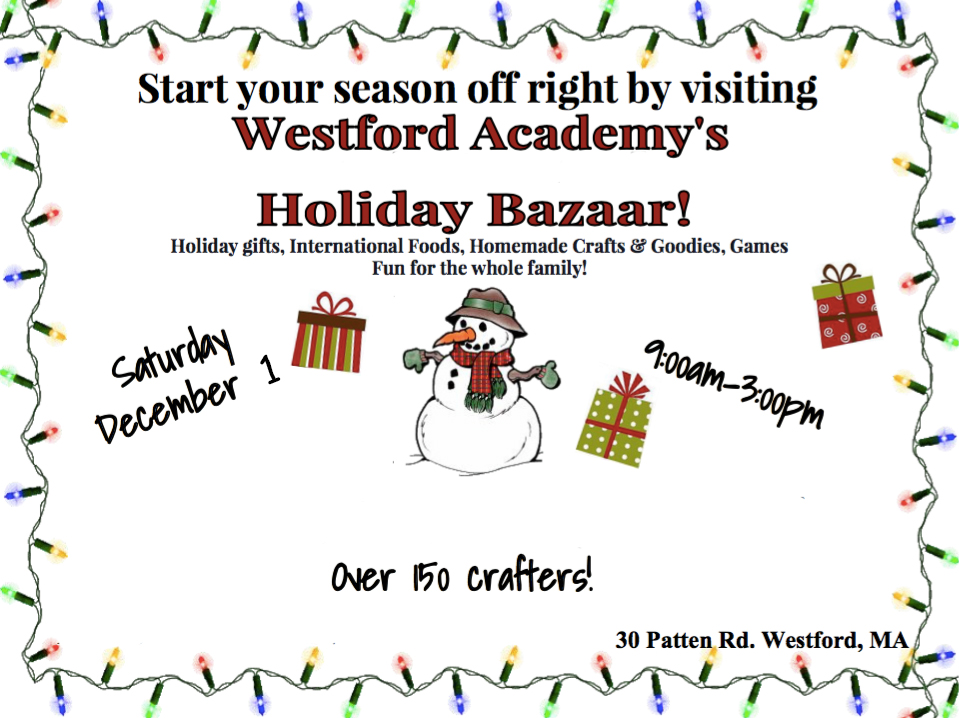 Westford Academy Holiday Bazaar flyer